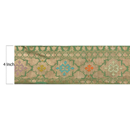 Санскрити Винтаж 1Yd Сари Кайма 4"W Парчовая Отделка Шитье Craft Зеленое Кружево