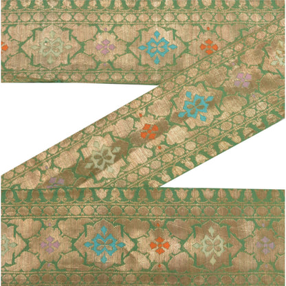 Санскрити Винтаж 1Yd Сари Кайма 4"W Парчовая Отделка Шитье Craft Зеленое Кружево