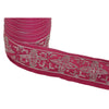 Sanskriti Vintage Sari Border Hand Beaded 1 Yd Indian Trim Sewing Pink Lace