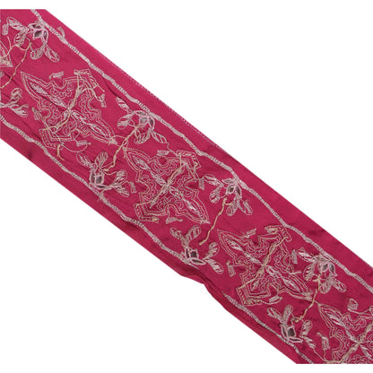 Sanskriti Vintage Sari Border Hand Beaded 1 Yd Indian Trim Sewing Pink Lace