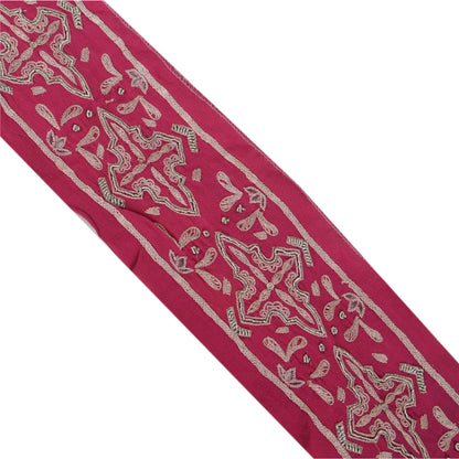 Sanskriti Vintage Sari Border Hand Beaded 1 Yd Indian Trim Sewing Pink Lace