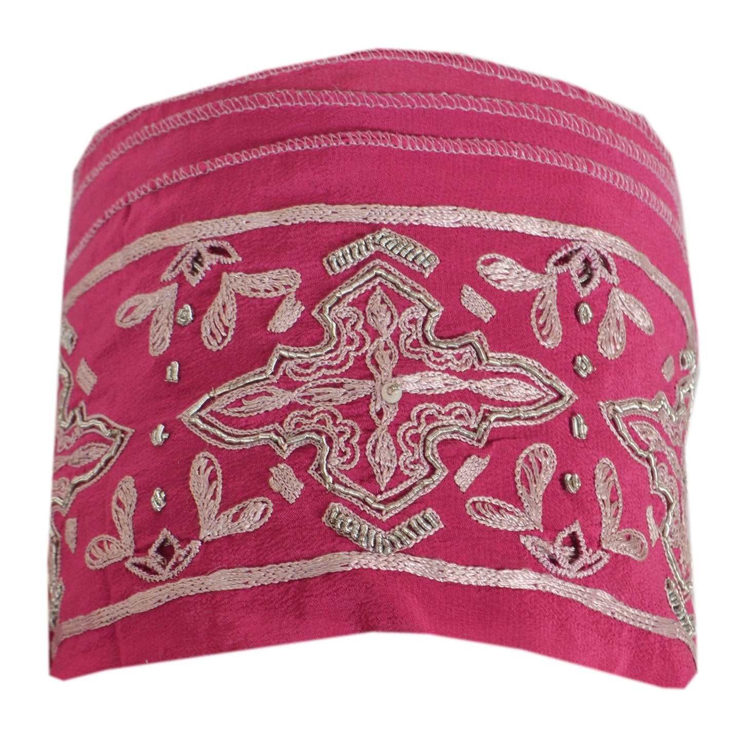 Sanskriti Vintage Sari Border Hand Beaded 1 Yd Indian Trim Sewing Pink Lace