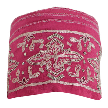 Sanskriti Vintage Sari Border Hand Beaded 1 Yd Indian Trim Sewing Pink Lace