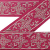 Sanskriti Vintage Sari Border Hand Beaded 1 Yd Indian Trim Sewing Pink Lace