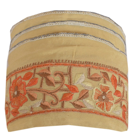 Sanskriti Vintage Sari Bord Håndbroderet 1 Yard Kant Syning Elfenbensblonder