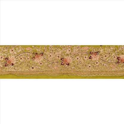 Sanskriti Vintage Indian 1 Yd Sari Border/Trim Green Craft Hand Embroidered Lace