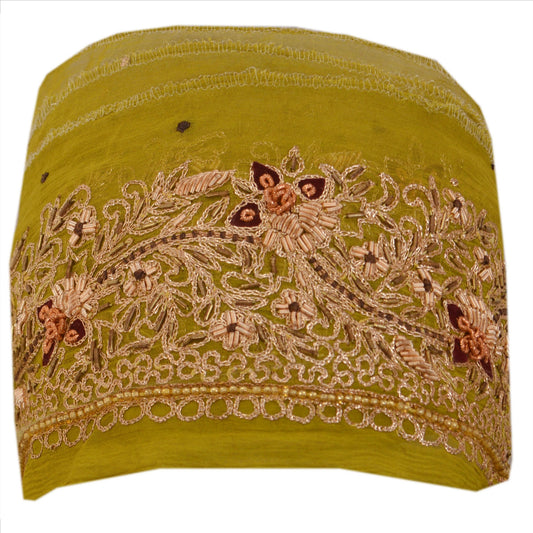 Sanskriti Vintage Indian 1 Yd Sari Border/Trim Green Craft Hand Embroidered Lace