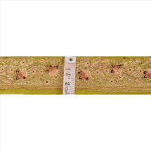Load image into Gallery viewer, Sanskriti Vintage Indian 1 YD Sari Border/Trim Green Craft Hand Embroidered Lace
