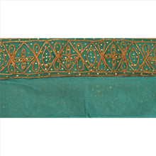 Load image into Gallery viewer, Sanskriti Vintage Sari Border Hand Beaded 4 YD Craft Trim Sewing Green Lace

