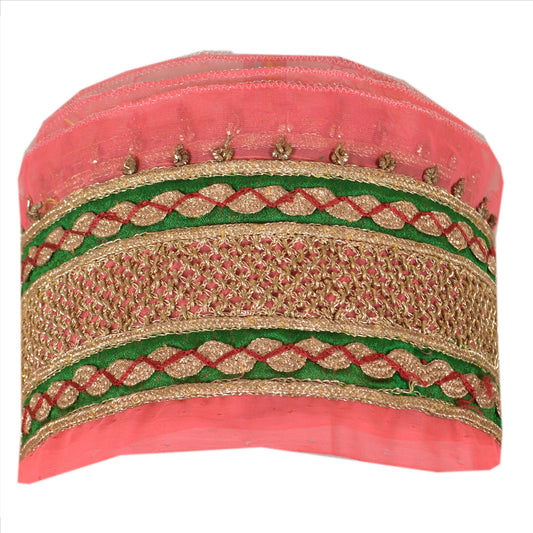 Sanskriti Vintage Sari Kant Håndbroderet 1 Yard Kant Syning Pink Zari Blonde