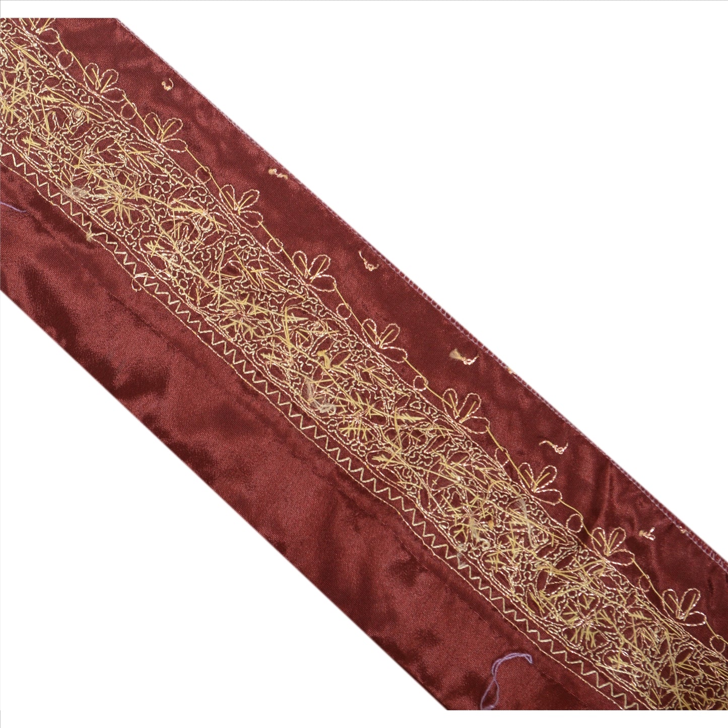 Sanskriti Vintage 1 Yd Sari Border/Trim Craft Hand Beaded Sewing Dark Red Lace