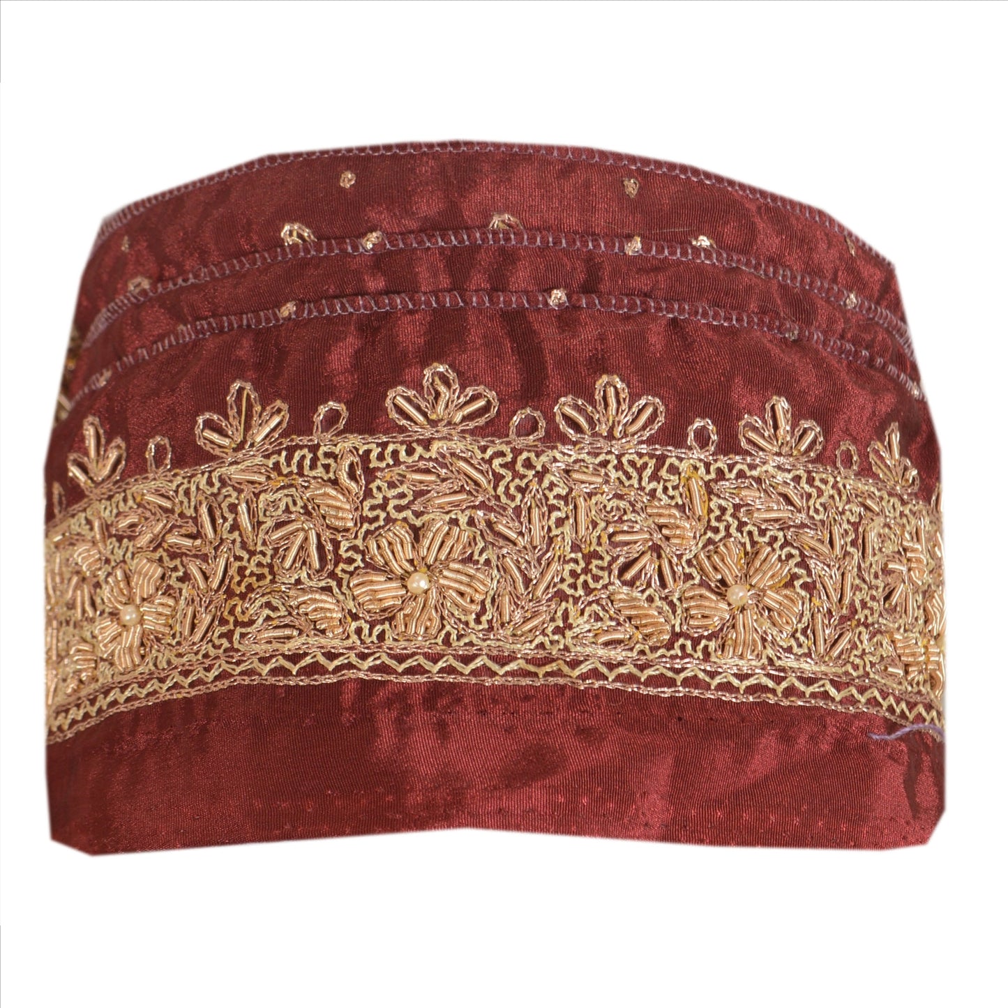 Sanskriti Vintage 1 Yd Sari Border/Trim Craft Hand Beaded Sewing Dark Red Lace