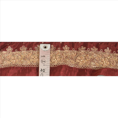 Sanskriti Vintage 1 Yd Sari Border/Trim Craft Hand Beaded Sewing Dark Red Lace