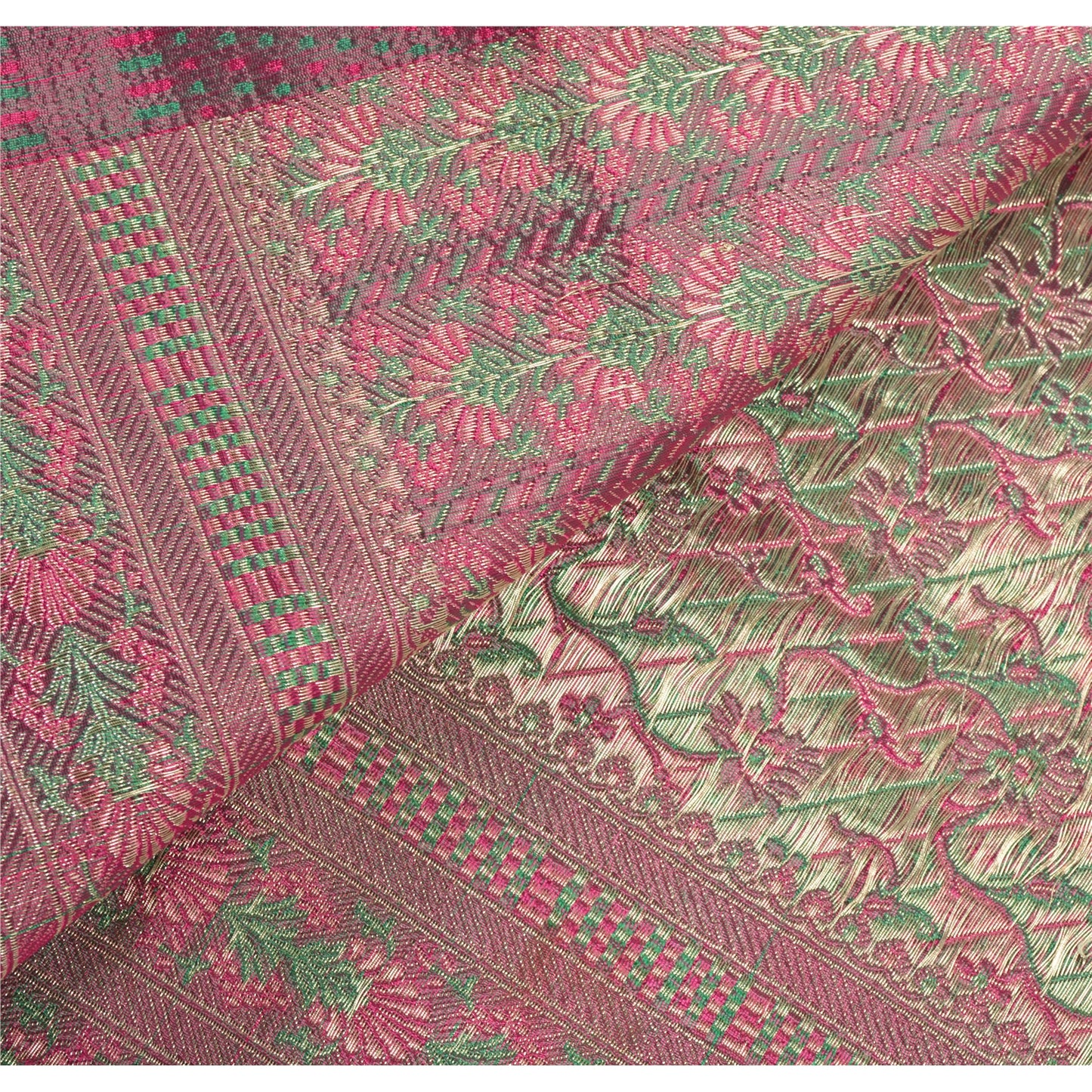 Sanskriti Vintage Pink Heavy Sarees Art Silk Woven Brocade/Banarasi Sustainable Fabric Sari