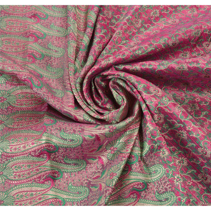 Sanskriti Vintage Pink Heavy Sarees Art Silk Woven Brocade/Banarasi Sustainable Fabric Sari