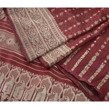Load image into Gallery viewer, Sanskriti Vintage Dark Red Heavy Saree Satin Woven Brocade/Banarasi Fabric Sari
