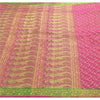 Sanskriti Vintage Pink Heavy Saree Pure Satin Silk Woven Brocade Sustainable Fabric Sari