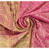 Sanskriti Vintage Pink Heavy Saree Pure Satin Silk Woven Brocade Sustainable Fabric Sari