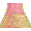 Sanskriti Vintage Pink Heavy Saree Pure Satin Silk Woven Brocade Sustainable Fabric Sari