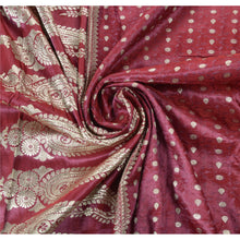 Load image into Gallery viewer, Sanskriti Vintage Purple Heavy Saree Pure Satin Silk Woven Brocade/Banarasi Fabric Sari
