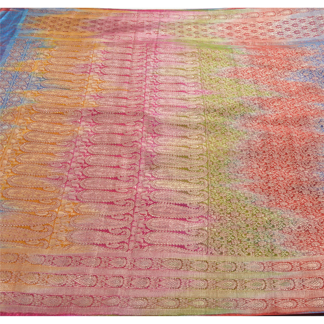 Sanskriti Vintage Heavy Saree Satin Traditional Brocade/Banarasi Fabric Sari