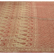 Sanskriti Vintage Heavy Saree Pure Satin Silk Red Brocade/Banarasi Fabric Sari