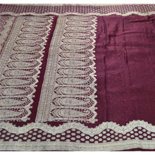 Load image into Gallery viewer, Sanskriti Vintage Heavy Saree Pure Satin Silk Purple Woven Brocade Fabric Sari
