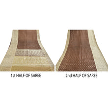 Load image into Gallery viewer, Sanskriti Vintage Heavy Brown Saree Pure Silk Woven Brocade Zari Sari Fabric

