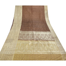 Load image into Gallery viewer, Sanskriti Vintage Heavy Brown Saree Pure Silk Woven Brocade Zari Sari Fabric

