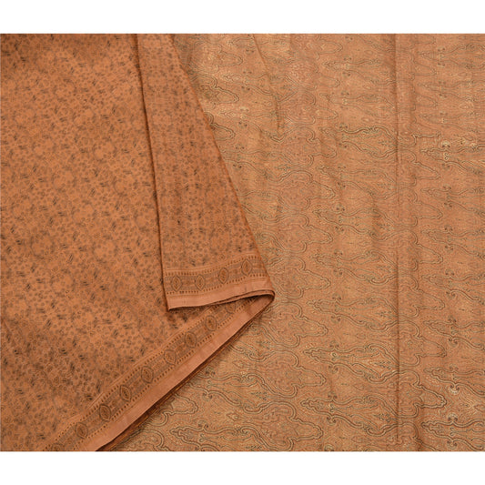Sanskriti Vintage Brown Heavy Saree Pure Satin Silk Banarasi Woven Sustainable Fabric Ethnic Sari
