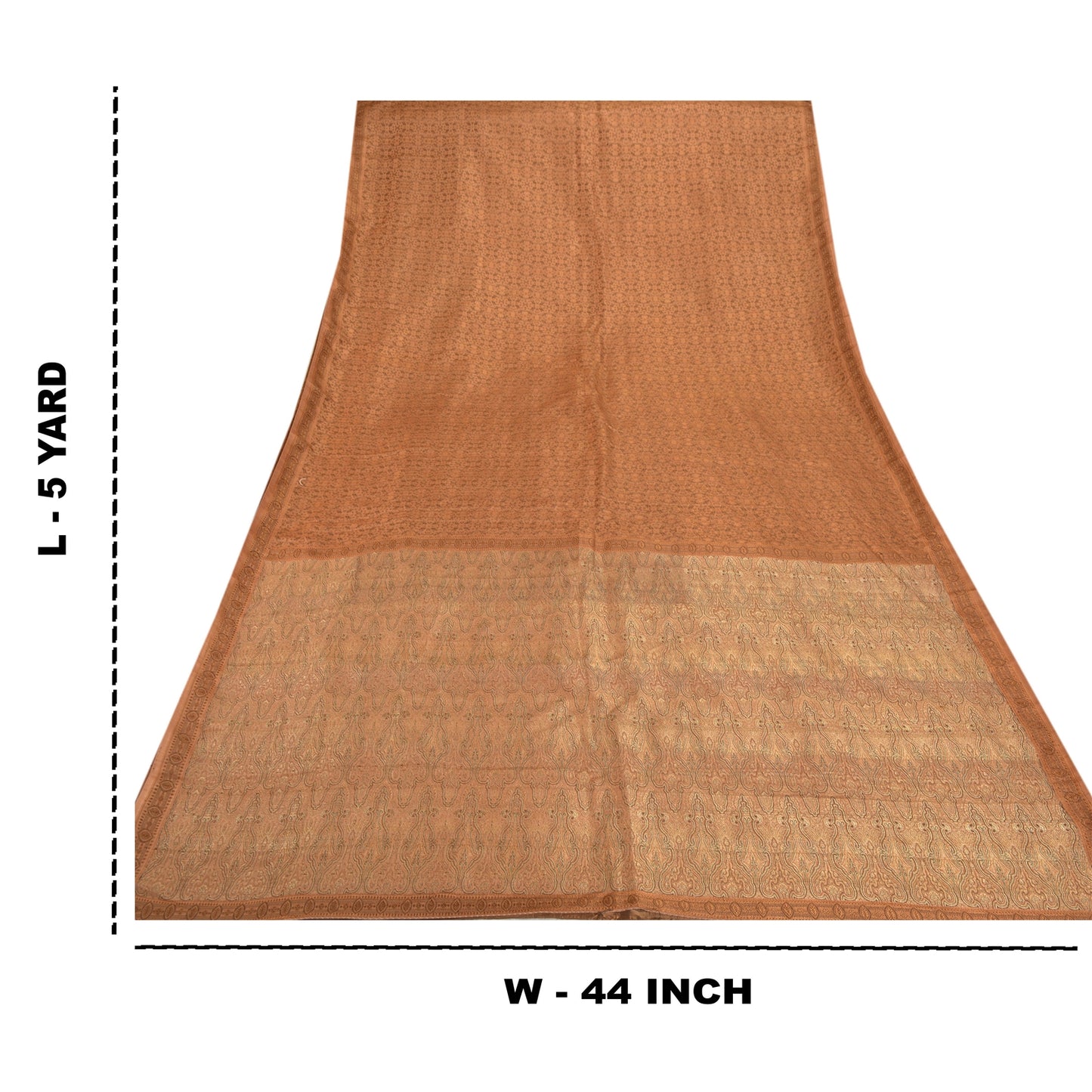 Санскрити Винтаж Коричневый Тяжелое Сари Чистый Атлас Шелк Тканый Экологичный Ткань Этническое Сари