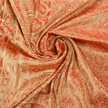 Load image into Gallery viewer, Sanskriti Vintage Heavy Wedding Sari Pure Satin Silk Orange Woven Sarees Fabric

