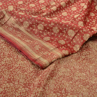 Sanskriti Vintage Heavy Indian Sari 100% Pure Satin Silk Red Woven Sarees Fabric