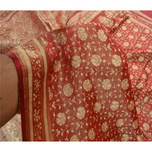Load image into Gallery viewer, Sanskriti Vintage Heavy Indian Sari 100% Pure Satin Silk Red Woven Sarees Fabric
