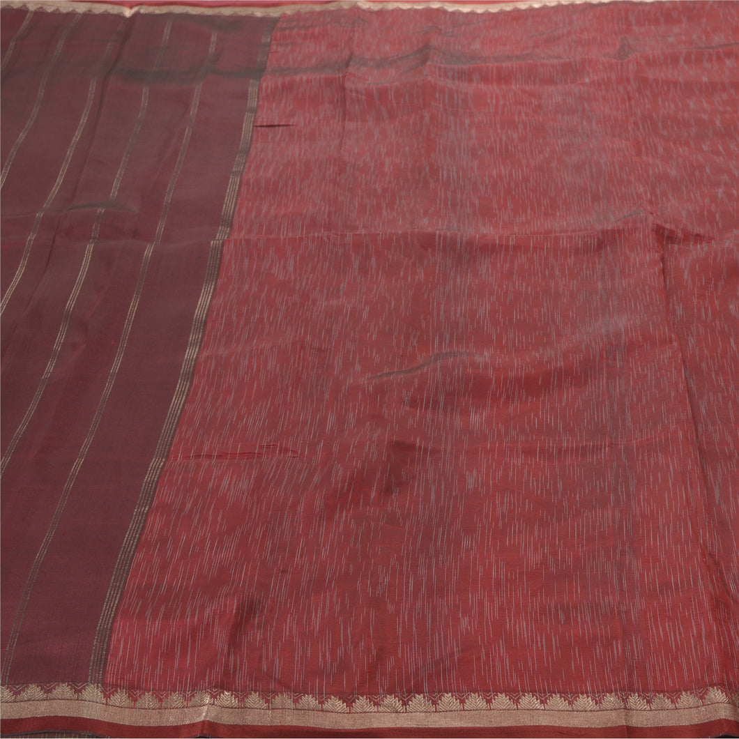 Sanskriti Vintage Heavy Sari Blend Silk Woven Brocade Ikat Work Sarees Fabric