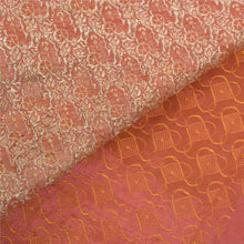 Load image into Gallery viewer, Sanskriti Vintage Heavy Sarees Pure Satin Silk Saffron Woven Brocade Sari Fabric
