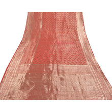 Load image into Gallery viewer, Sanskriti Vintage Heavy Orange Sari Pure Organza Silk Woven Brocade Saree Fabric

