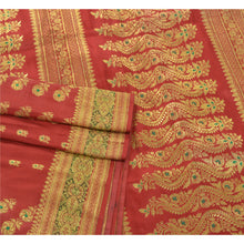 Load image into Gallery viewer, Sanskriti Vintage Heavy Red Sari Pure Satin Silk Woven Brocade Sarees Fabric
