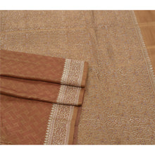 Load image into Gallery viewer, Sanskriti Vintage Brown Heavy Sarees Pure Satin Silk Woven Brocade Sari Fabric
