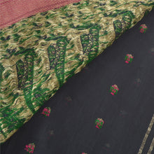 Load image into Gallery viewer, Sanskriti Vintage Black Heavy Sarees 100% Pure Silk Woven Brocade Sari Fabric
