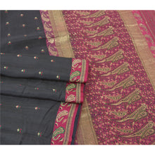 Load image into Gallery viewer, Sanskriti Vintage Black Heavy Sarees 100% Pure Silk Woven Brocade Sari Fabric
