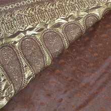 Load image into Gallery viewer, Sanskriti Vintage Brown Heavy Sarees Pure Satin Silk Woven Brocade Sari Fabric
