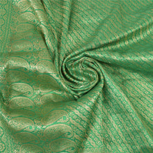 Load image into Gallery viewer, Sanskriti Vintage Green Heavy Sarees Satin Silk Woven Brocade Sari Zari Fabric
