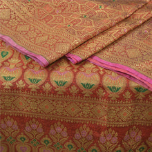 Load image into Gallery viewer, Sanskriti Vintage Dark Orange Heavy Sarees Blend Silk Woven Brocade Sari Fabric
