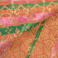 Load image into Gallery viewer, Sanskriti Vintage Dark Orange Heavy Sarees Blend Silk Woven Brocade Sari Fabric
