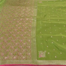 Load image into Gallery viewer, Sanskriti Vintage Green Heavy Sarees Pure Satin Silk Woven Brocade Sari Fabric
