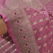 Load image into Gallery viewer, Sanskriti Vintage Pink Heavy Sarees Blend Silk Woven Brocade Sari Zari Fabric

