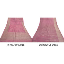 Load image into Gallery viewer, Sanskriti Vintage Pink Heavy Sarees Blend Silk Woven Brocade Sari Zari Fabric
