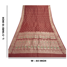 Load image into Gallery viewer, Sanskriti Vintage Dark Red Heavy Sarees Satin Silk Woven Brocade Sari Fabric

