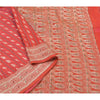 Sanskriti Vintage Heavy Sarees Pure Satin Silke Red Banarasi Tanchoi Sari Bæredygtigt stof